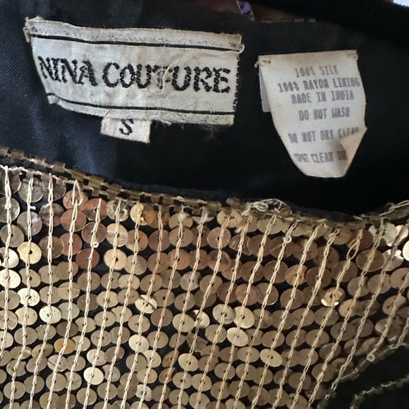 Nina Couture Vintage Silk Sequin Blouse- Small - Picture 3 of 5